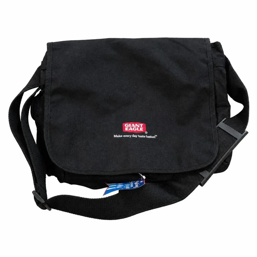 Canvas Messenger Laptop Shoulder Bag by Giant Eagle Black NWT 14x12x4